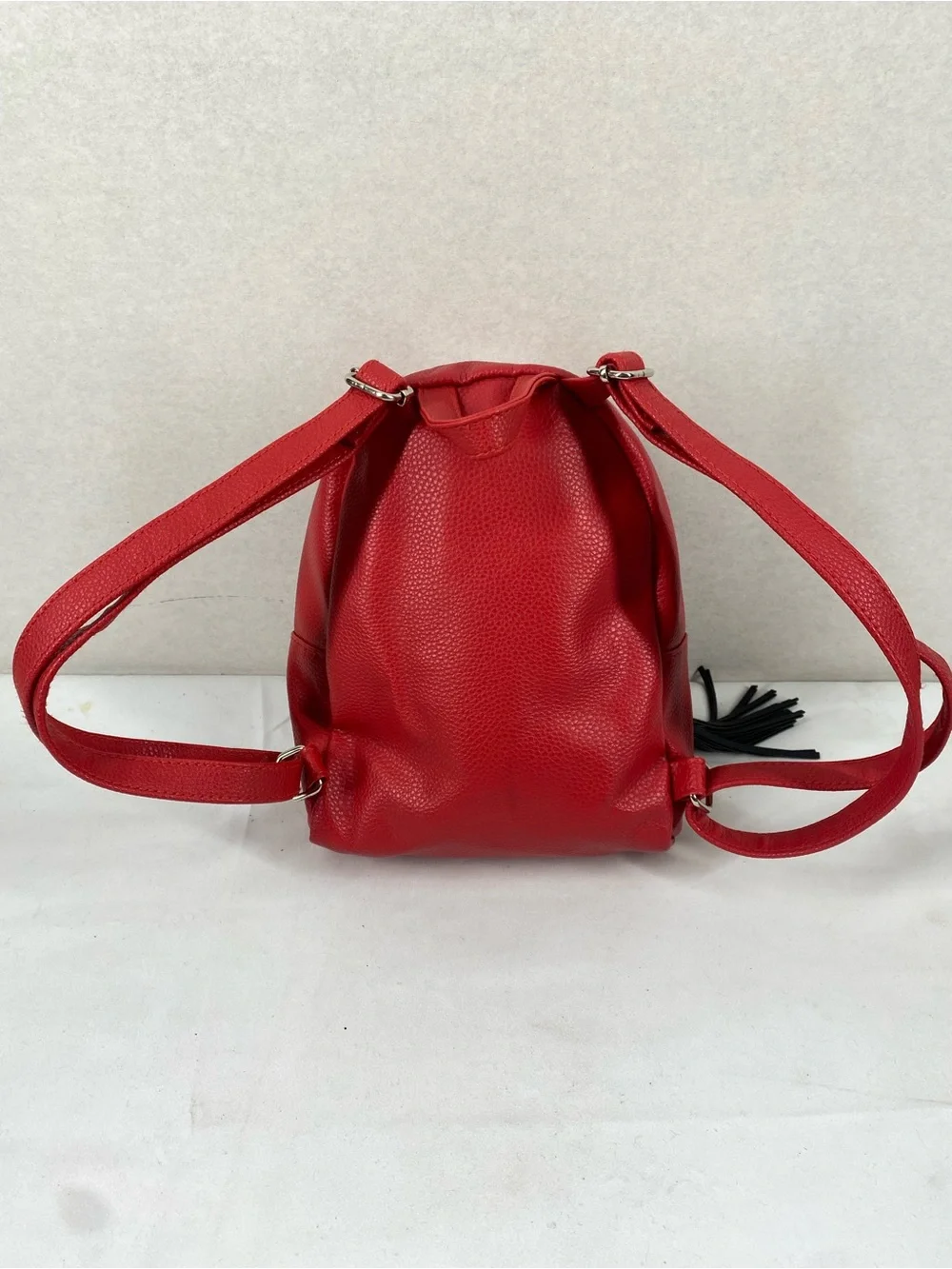 Justice Red Quilted Mini Backpack with Black Patch